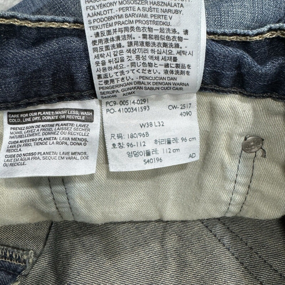 Levis Jeans Mens 38x32 Blue 514 Straight Fit Dark Wash Denim Pockets Logo Work‎ - Picture 9 of 13